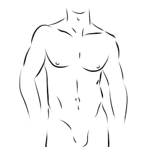 APOLLO | (Digital Download) B&W Minimalist Print, Male Figure Line Drawing