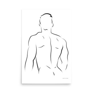 TRANQUILITY | (Digital Download) B&W Minimalist Print, Male Figure Line Drawing, Gay art