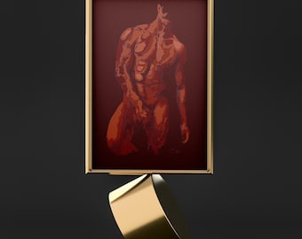 ADONIS (red) | Ready-to-frame print, Gay art, Male Figure Line Drawing