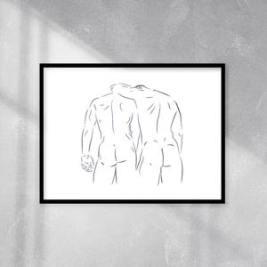 FRATERNITY Line Drawing | Ready-to-frame print, B&W Minimalist Print, Gay art