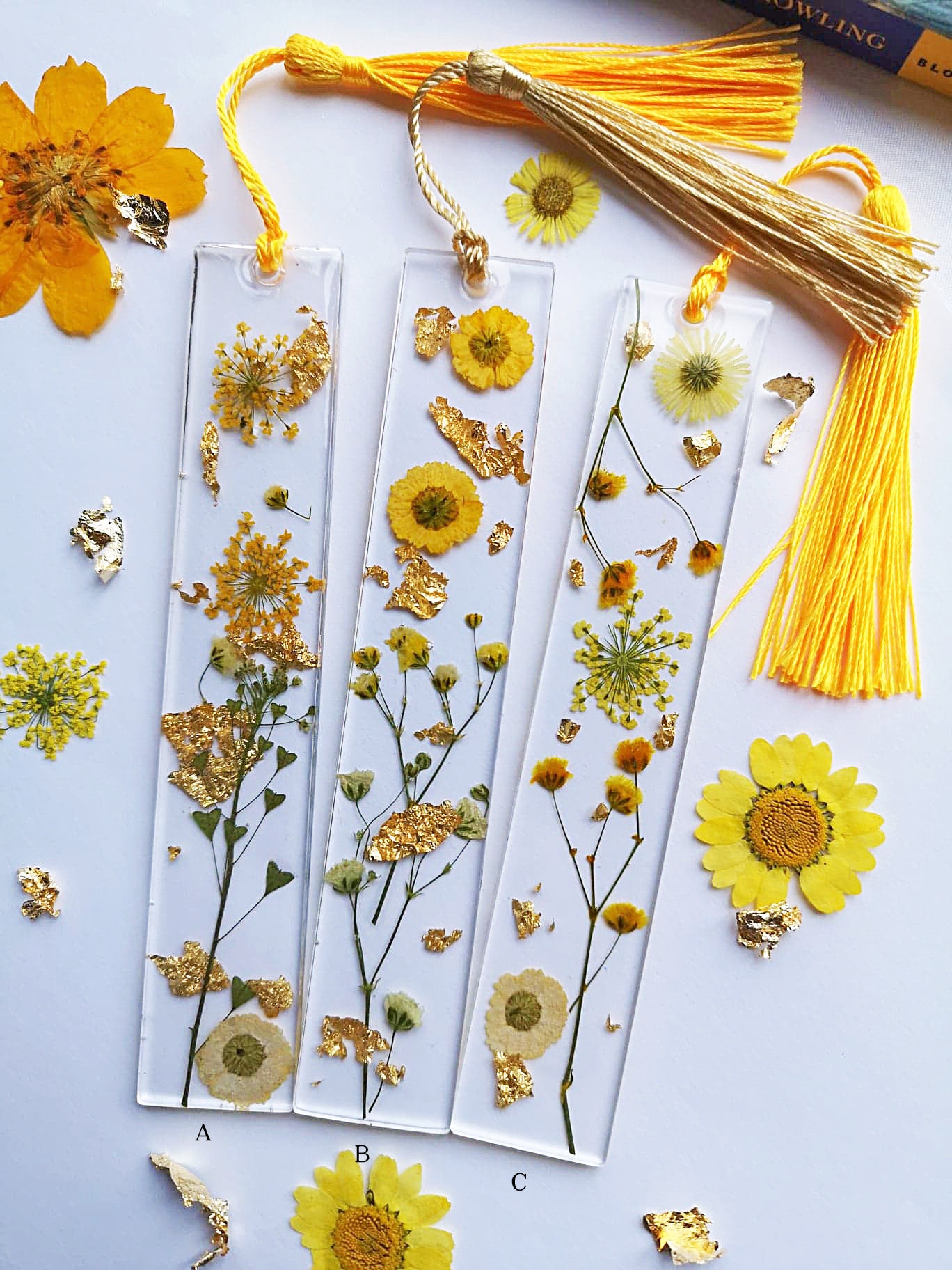 Yellow Floral Resin Bookmarks Etsy
