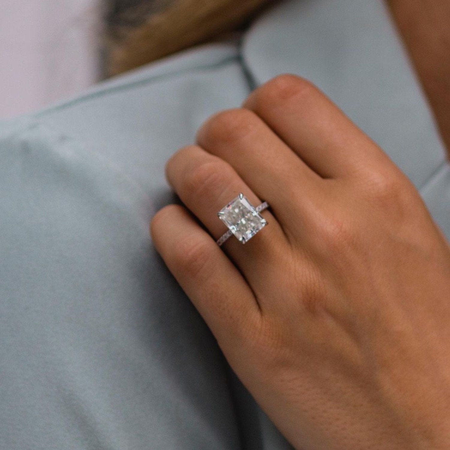 2 CT Radiant Cut Moissanite Ring Radiant Engagement Ring Etsy