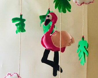 Flamingo In the Jungle- Baby Crib Mobile