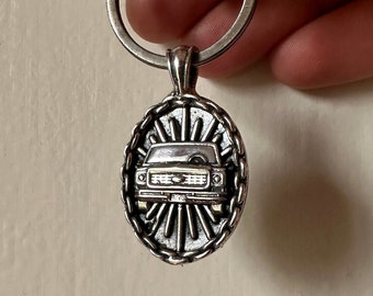 Squarebody Chevy Sterling Silver Keychain | C-10 Old Truck Key Fob | Front End Square Body Truck in Sunrays | Chevrolet Keychain | Customize