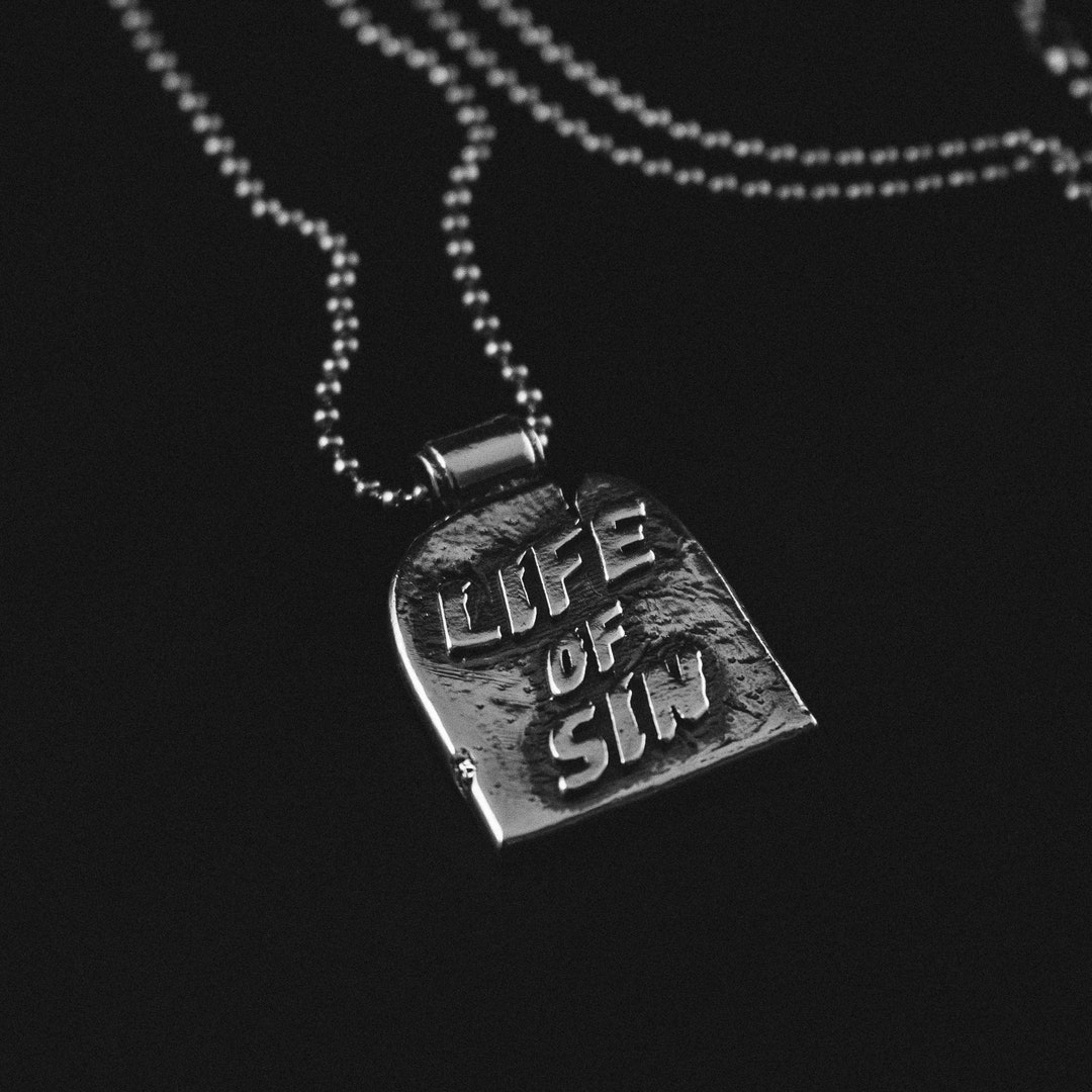 Life of Sin Necklace Statement Necklace Gravestone Funny Necklace