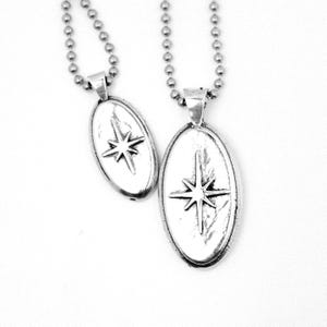 Sterling Silver North Star Pendant: Mid Century Modern Necklace
