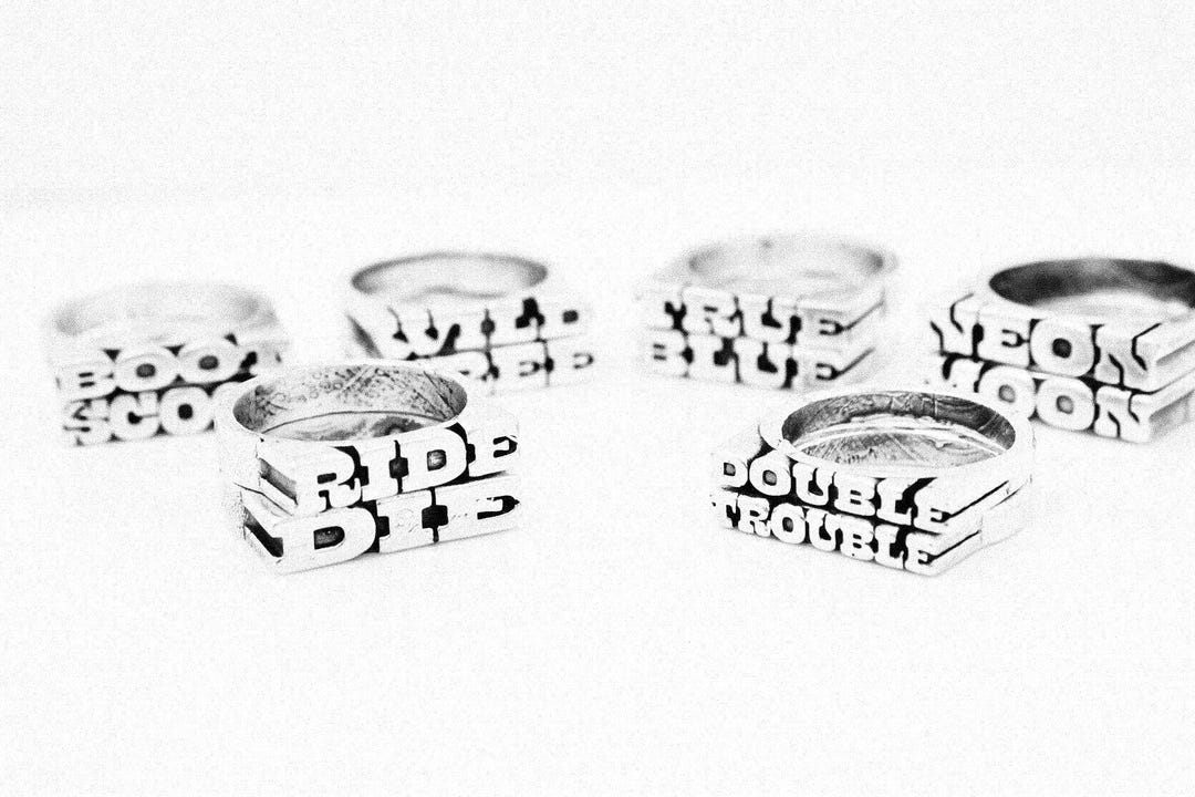CUSTOM Pair Stacker Rings | Best Friends Rings | Stackable Word Rings ...