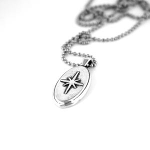 Sterling Silver North Star Pendant: Mid Century Modern Necklace