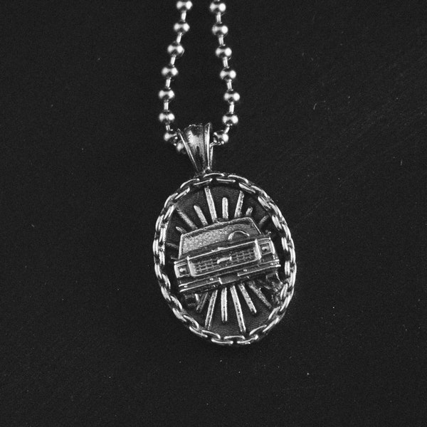 Squarebody Chevy Truck Pendant | Truck Necklace | Classic Truck Jewelry | Old Truck Charm | Truck with Chain and Sunray Pendant w ball chain