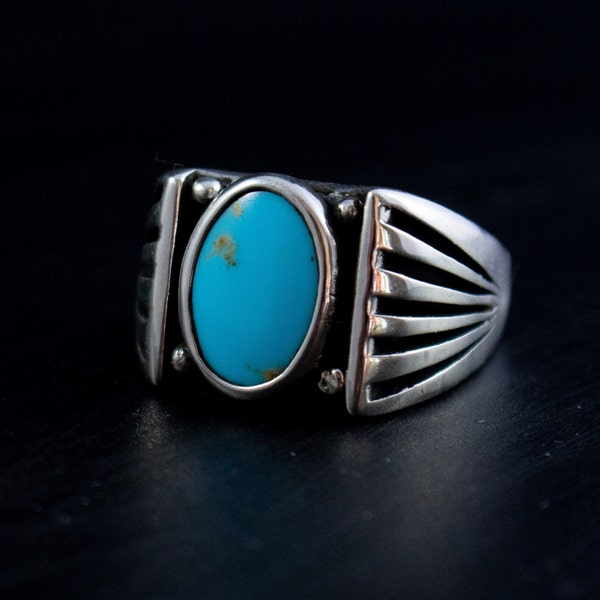 Custom Stone Sunburst Ring | Heavy Silver Casting with Fabricated Setting | Choose your own Stone ring | Personalized Turquoise Ring