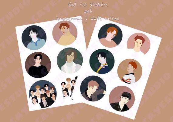 nct 127 printable sticker set of 5 instant download etsy