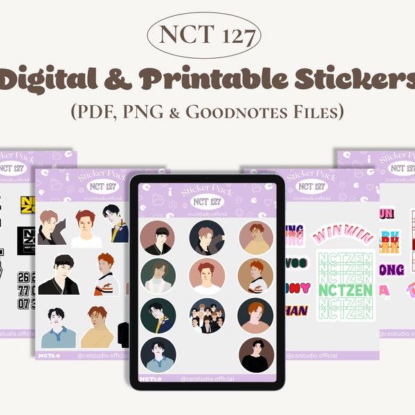 NCT 127 Printable Sticker Set of 5 ; INSTANT Download