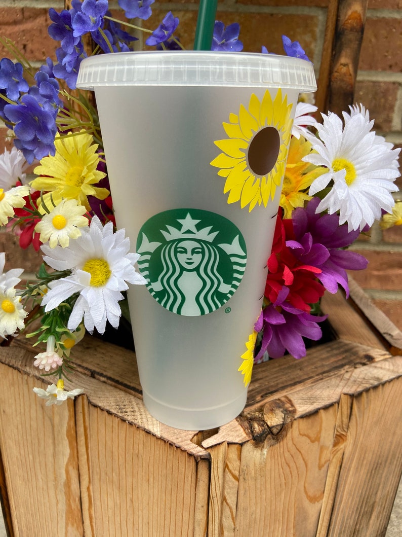 Personalized sunflower Starbucks cup