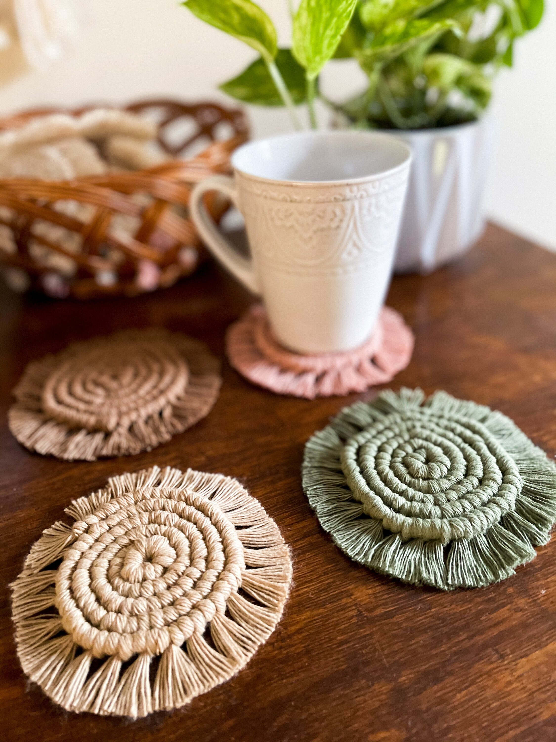 Macrame colored coasters/handmade coasters/coaster variety Etsy