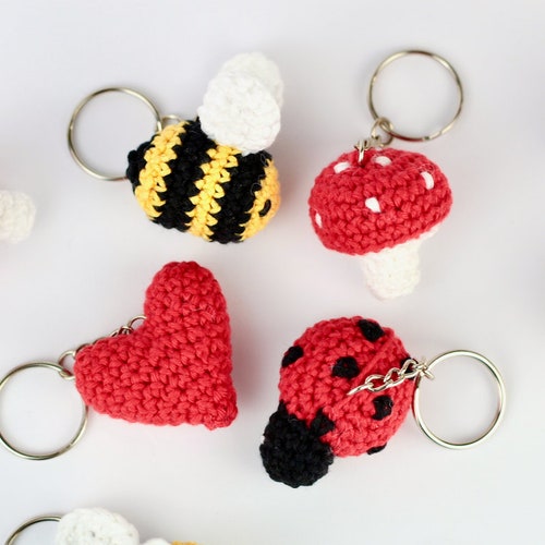 Keyring Crochet Patterns X4 PDF Crochet Toadstool Crochet - Etsy