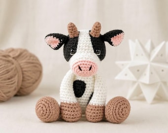 Cow Crochet Pattern PDF - easy crochet cow amigurumi pattern, amigurumi cow pattern, crochet plushie animal crochet toy - English, Low Sew