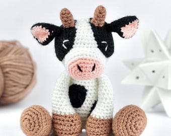 Patrón de vaca a crochet en PDF: patrón fácil de vaca amigurumi a crochet, patrón de vaca amigurumi, peluche de animal a crochet - Inglés, Costura baja