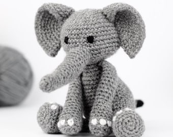 Patrón de elefante a crochet en PDF: patrón de elefante amigurumi fácil, patrón de elefante amigurumi, peluche de crochet - Inglés, Costura baja