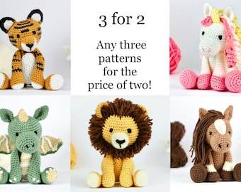 Crochet Patterns Bundle x3 PDF - Easy Crochet Animal Pattern - Amigurumi Animal Crochet Amigurumi Pattern - Softie Crochet Baby Crochet Toy