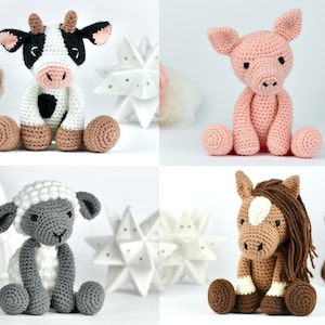 Amigurumi Farm Crochet Patterns x4 PDF- Horse Pig Sheep Cow- Crochet Animal Pattern- Crochet Farm Amigurumi Pattern- Easy Crochet Toy- UK/US