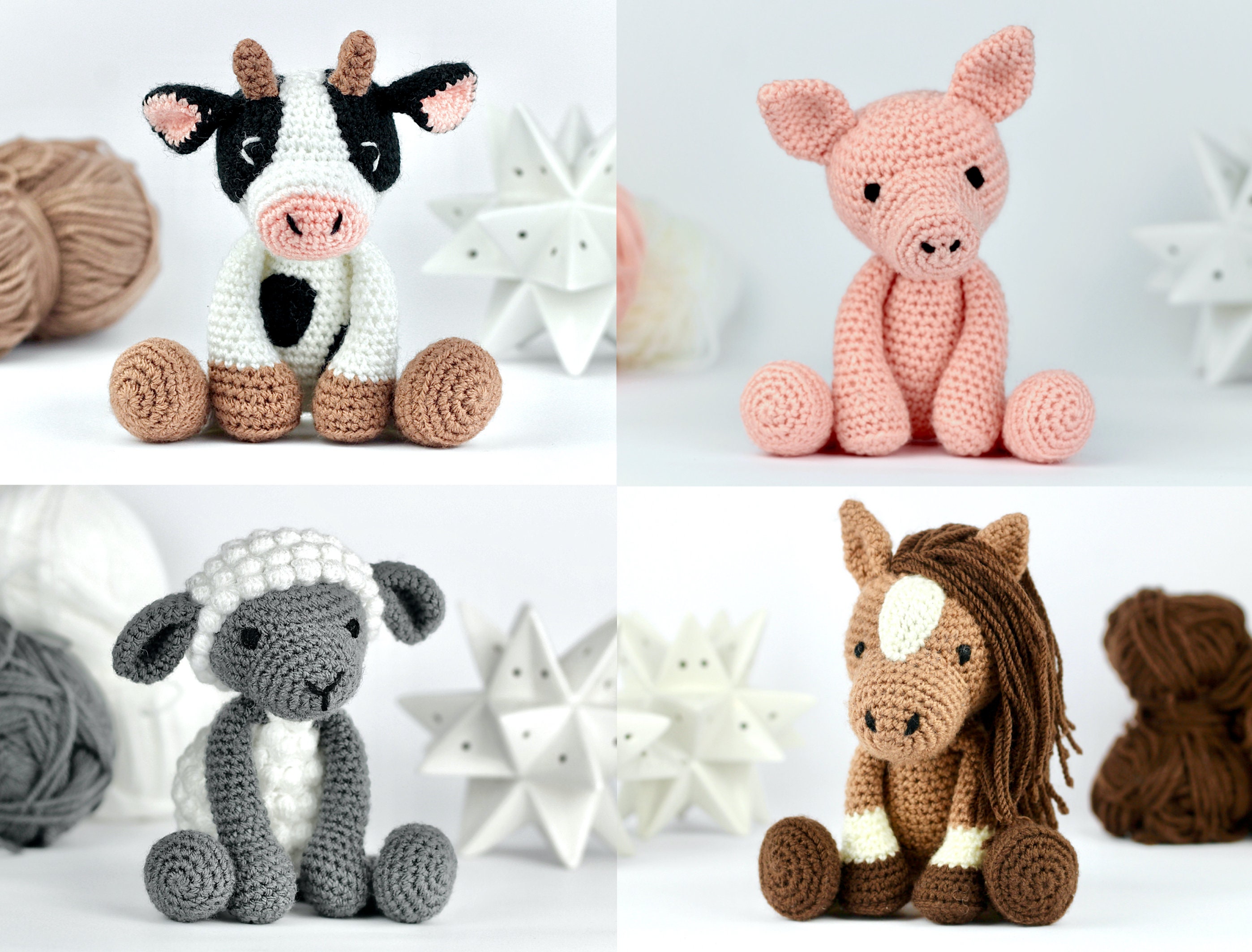 Buy Crochet Mini Toys: Frog, Chick, Sheep, Pig, Horse and Cow
