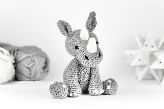 Rhino Crochet Pattern - Crochet Animal Pattern - Crochet Rhino Pattern - Amigurumi Pattern - Crochet Toy - PDF Digital Download UK, US