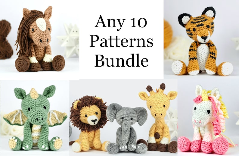 Crochet Patterns Bundle X10 PDF Easy Crochet Animal Pattern Etsy