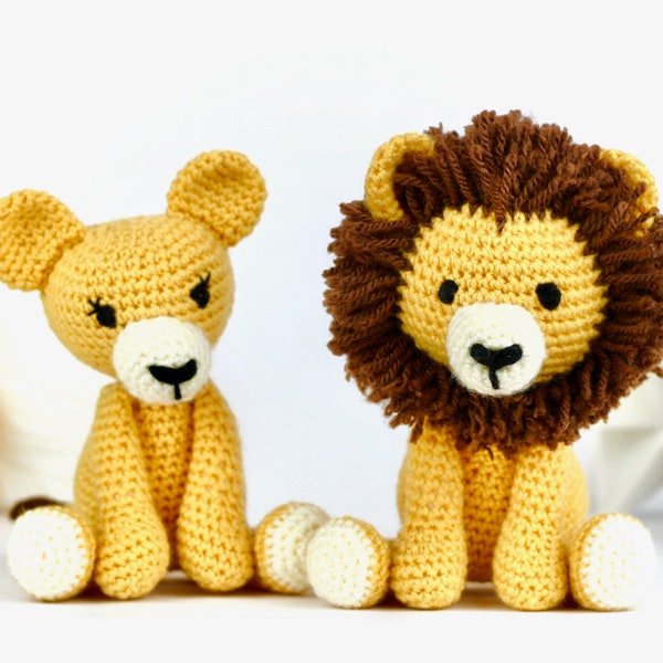 Modello Leone all'uncinetto PDF - Modello Amigurumi Leone all'uncinetto facile - Modello Leone Amigurumi - Modello animale all'uncinetto con animali - Scarica UK/Au/US