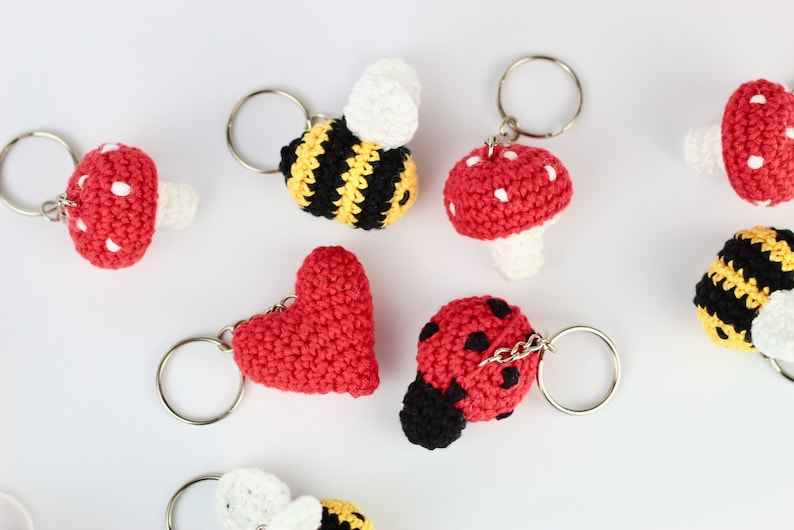 Keyring Crochet Patterns X4 PDF Crochet Toadstool Crochet Etsy