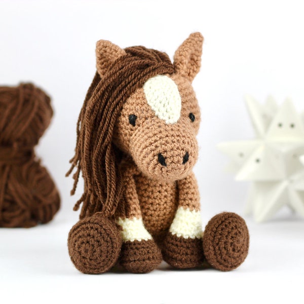 Horse Crochet Pattern PDF - crochet animal pattern, easy crochet horse pattern, crochet stuffed animal horse toy, UK/US