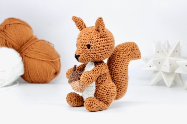 Red Squirrel Crochet Pattern PDF Easy Crochet Squirrel Amigurumi Pattern Amigurumi Squirrel Pattern Animal Crochet Animal Pattern UK/US image 1