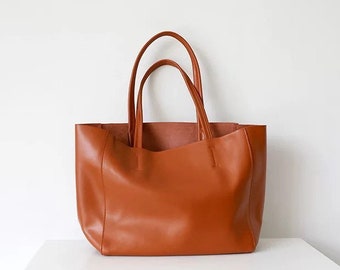 Large Capacity Leather Bag, Real Leather Bag, Leather Tote Bag