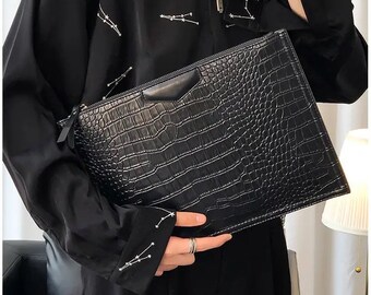 Women’s Envelope Clutch bag, Women’s Crossbody Bag,  Ladies Shoulder bag, Faux Crocodile Bag, Vegan Leather Clutch Bag