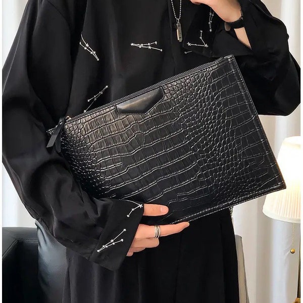 Women’s Envelope Clutch bag, Women’s Crossbody Bag,  Ladies Shoulder bag, Faux Crocodile Bag, Vegan Leather Clutch Bag