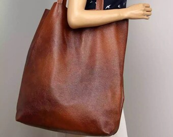 large leather tote purse
