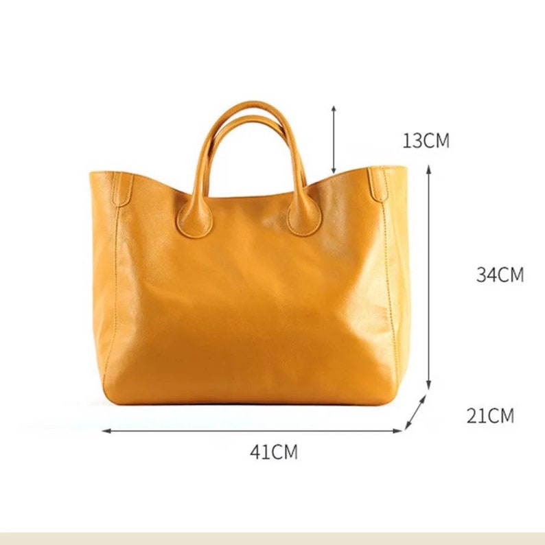 Oversized Leather Bag, Genuine Cowhide Leather bag, Ultra Soft Womens handbag, Vintage Style Leather bag, gift for her image 7