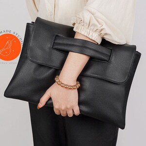 Black Leather Envelope Buckle Mini Crossbody Bags