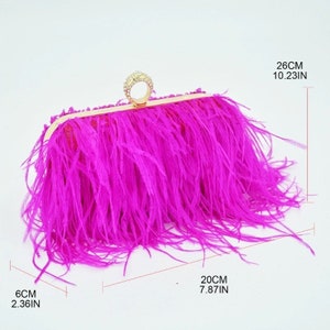 Ostrich Feather Bag, Wedding Bag, Bridal Purse, Bridesmaid Gift, Wedding Clutch Bag, Bridal Clutch Bag image 9