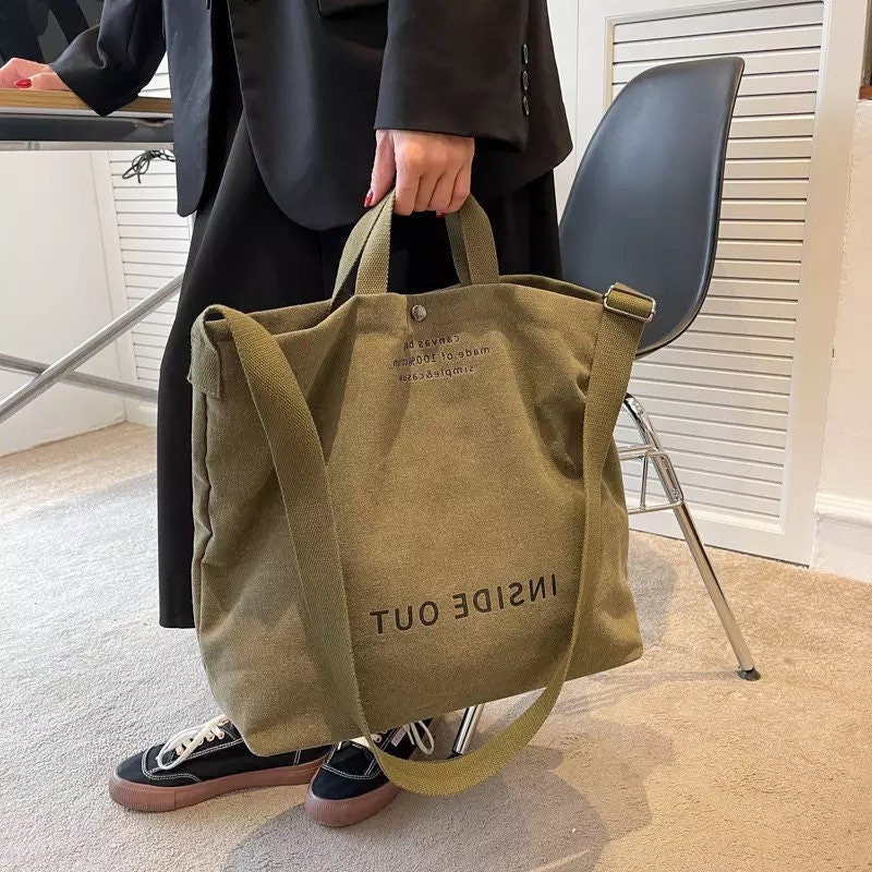 Large canvas shop purse