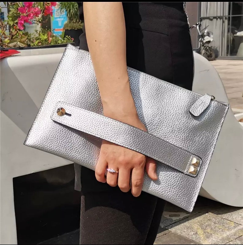 Womens Envelope Clutch bag Silver