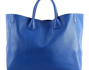 Genuine Cowhide Leather Bag for Women, Oversized Handbag with Inside Zipper Pocket, Cognac Leather Tote Bag, Women’s Vegan Leather Handbag