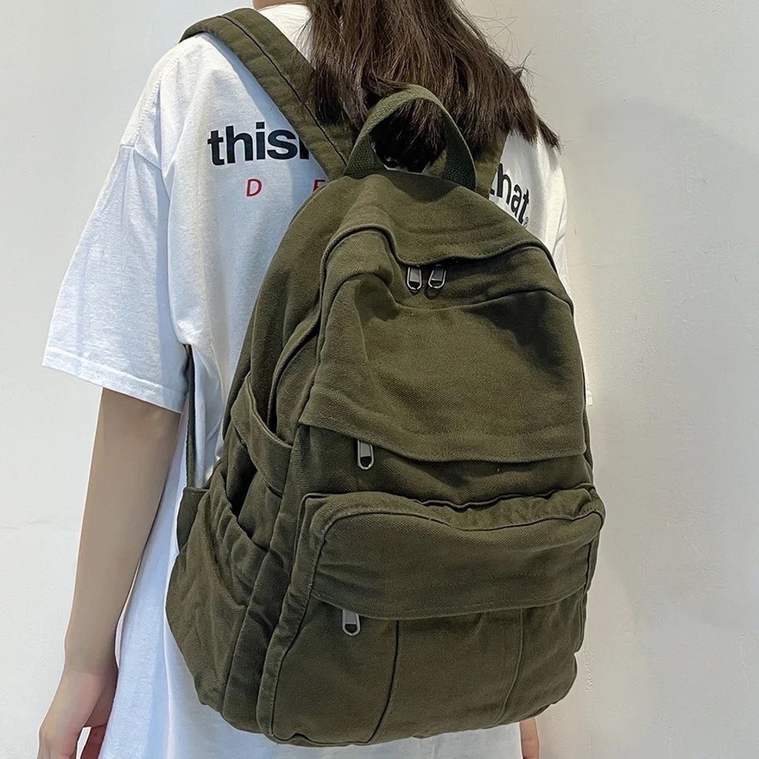 Canvas Backpack High Capacity Backpack Back to School Small Etsy UK