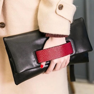 Real Leather Clutch Bag, Crossbody Leather Bag, Black Clutch Bag