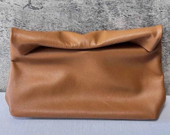 Genuine Leather Bag,  Clutch Bag, Foldover clutch bag,  Clutch bag for Women, Luxury Bag, Gift for Her