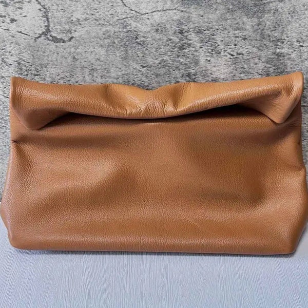 Sac en cuir véritable, pochette, pochette rabattable, pochette pour femme, sac de luxe, cadeau pour elle