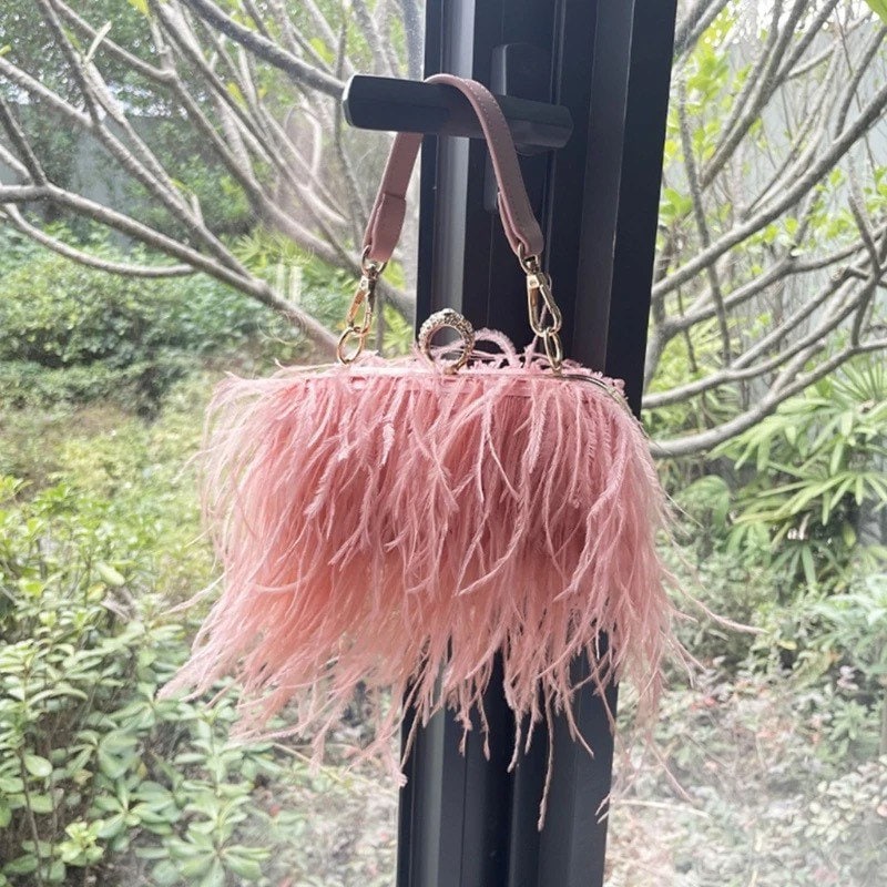 DREAM LIFE HOT PINK OSTRICH FEATHER BAG – KANDEESHOES