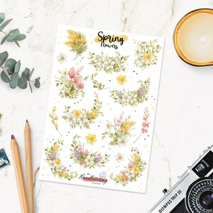 Buquês de primavera/flores de primavera/adesivos de flores/adesivos de diário de bala/adesivos de planejador/adesivos de scrapbook/adesivos de diário/