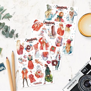 Adesivi per ragazze di Natale / Adesivi natalizi / Adesivi per ragazze / Natale Boho / Adesivi proiettile / Adesivi agenda / Adesivi per album di ritagli / Diario