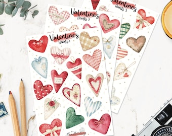 Heart stickers/ Valentine’s stickers/ Love stickers/ Vintage Valentines/ Bullet Stickers/ Planner Stickers/ Journal Stickers