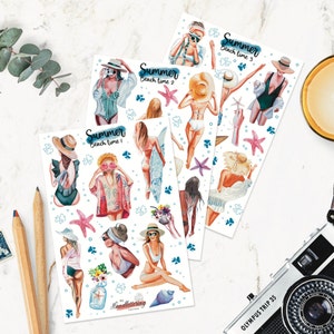 Beach time girl stickers / Meisjes stickers / Zomer stickers / Bullet Stickers / Planner Stickers / Scrapbook Stickers / Journal Stickers